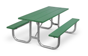Model PMG-6PGN | Park Master 6ft. Recycled Plastic Picnic Table with Hot-Dipped Galvanized Frame (Green)