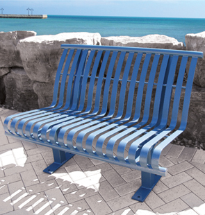 Model PP4 | Premier Style Pedestal Park Bench (Blue)