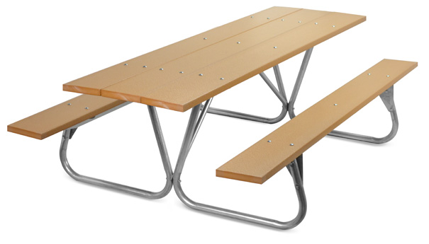 Model PC-8PCE | Park Ranger 8ft. Recycled Plastic Picnic Table with Galvanized Frame (Cedar)