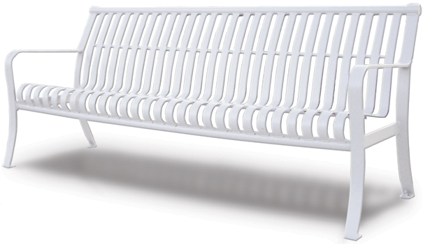 Model PS6 | Ribbed Steel Park Bench | Premier Serenity Style (White)