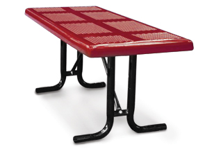 Model PT6-P | Rectangular Outdoor Tables | Perforated Metal Style (Red/Black)