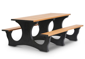 Model PTEA6 | 6' Recycled Plastic Picnic Table with 3 One-Piece Molded Legs