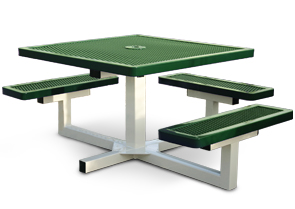 Model R463P-P | Thermoplastic Coated Square Portable Pedestal Table (Green/White)