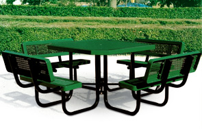 Model R468-WB-P | Portable Octagon Picnic Table | Traditional Style (Clay/Black)