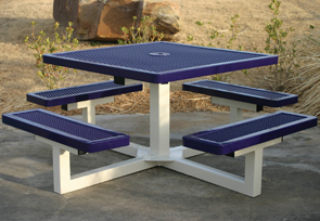 Model R46P-P | Thermoplastic Coated Square Portable Pedestal Table (Blue/White)