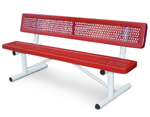 Model R6WB-P | 6' Thermoplastic Coated Bench (Red/White)