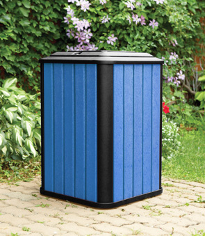 Model RB32-S-9 | Recycled Plastic Trash Receptacle (Blue/Black)