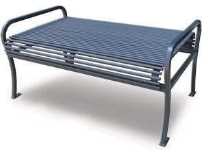 Model RB4 | Backless Steel Park Bench | Rodman Style (Silver)