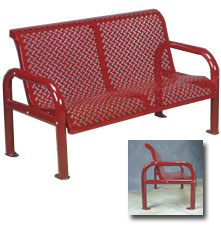 Model RB4CSS | Perforated Steel Bench with Back (Red)