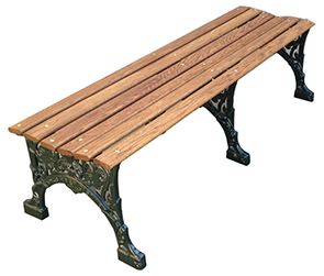 Model RBBP-60-W | Renaissance Style | Backless Wooden Park Bench