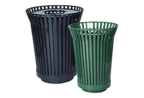 Model RC2410-FT & RC3610-FT | Steel Slat Waste Containers (Black/Green)