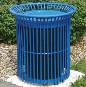 Model RFT34 | Steel Flare Top Trash Receptacle | Rodman Style (Blue)