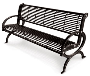 Model RNC6 | Park Bench with Steel Rods | Rodman Classique Style (Black)