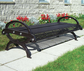 Model RNCB6 | Park Bench with Steel Rods | Rodman Classique Style (Black)