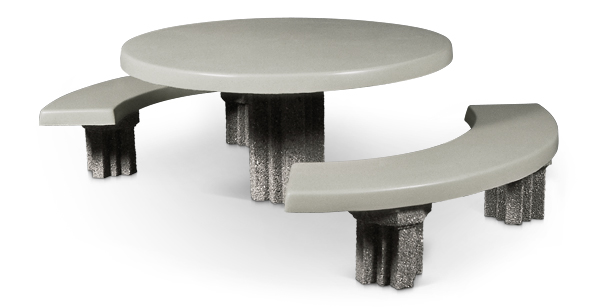 Model RND-5F-CUS1 | Round Concrete Picnic Table with Detached Seats