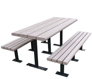 Model RP6-S | Recycled Plastic Table Set (Gray/Black)
