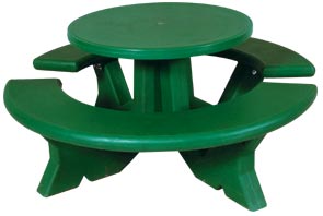 Model RPL66-U | Round Polyethlene Picnic Table w/Umbrella Hole (Green)
