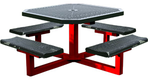 Model RR468P-P | Octagon Outdoor Tables | Expanded Rolled Style (Black/Red)