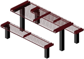 Model RR6-IP | Thermoplastic Coated Rectangular Rolled Picnic Tables (Burgundy/Black)