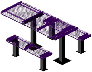 Thermoplastic Coated Rectangular Rolled Picnic Tables (Purple/Black)
