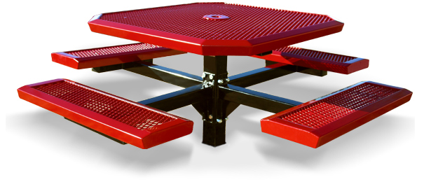 Model RSL46-I | Octagonal Picnic Tables | Traditional Comfort Style (Red/Black)