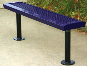 Model RSL4NB | Thermoplastic Coated Expanded Steel Park Benches (Purple/Black)