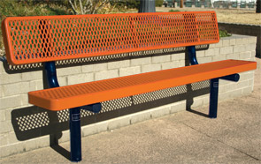Model RU6WB-I | Thermoplastic Park Bench (Orange/Blue)