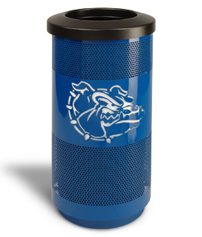 Model SC20-02 | Perforated Steel Round Trash Can (Blue Streak)