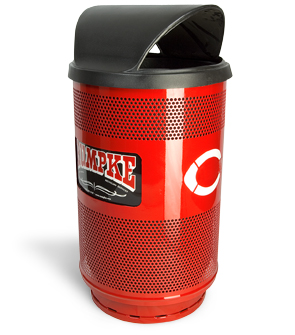 Model SC55-03 | Perforated Steel Round Trash Can (Red Baron)