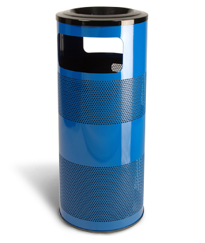 Model SCAT-01 | Perforated Steel Round Trash Can (Blue Streak)