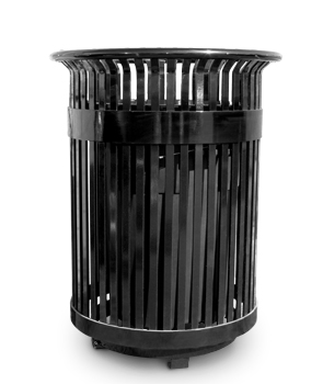 Model SFTC34 | 34 Gallon Steel Trash Can | Sentinel Tall Corona Style (Black)