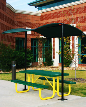 Model STS765SM | Outdoor Mini-Shade Canopy Shade Structure Shown with Optional Thermoplastic Picnic Table
