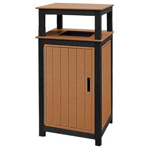 Model T32 | 32 Gallon Recycled Plastic Two-Toned Receptacle (Black/Cedar)