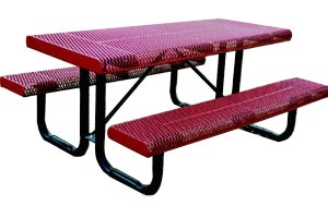 Model RR6-P | Portable Picnic Table | Expanded Rolled Style (Burgundy/Black)