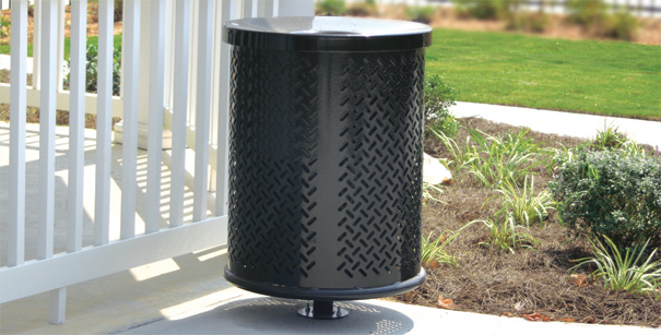 Model TB3 | Perforated Steel Trash Receptacles and Covers (Black)