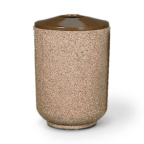 Model TCR-MP-30-A | Round Concrete Trash Can with Flat Top (Perma Stone | Light Brown)