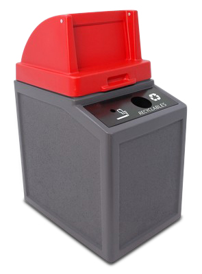 Model TF1004 | 42 Gallon Recycling Top Waste Container (Charcoal/Red)