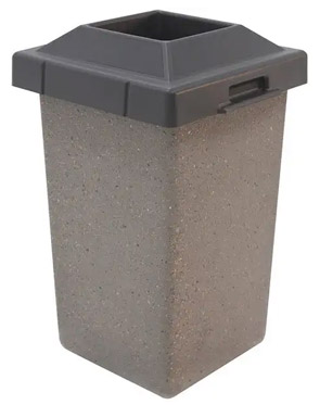 Model TF1010 | Concrete Waste Receptacle with Four-Way Lid (Brown)