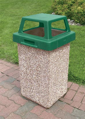 Model TF1016 | Concrete Waste Receptacle with Four-Way Lid (Misty Gray)