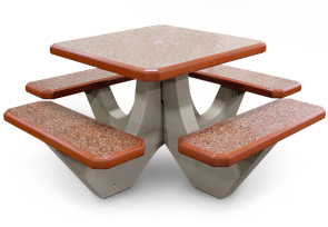 Model TF312012 | Square Concrete Picnic Table (Brick Red/Buff)