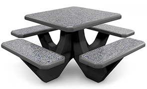 Model TF312012-CUS7 | Square Concrete Commercial Picnic Table (Gray Matrix w/ Blue Glass)