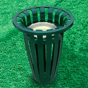 Model TR11AU | Crown Ribbed Steel Thermoplastic Coated Ash Urn (Green)