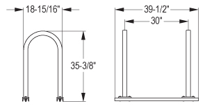 Square U Rack on Rails Quick Dimensions