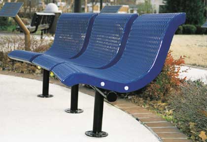 Model U3WBCC-S | Thermoplastic Coated Downtown Style Concave Benches (Mystic/Black)