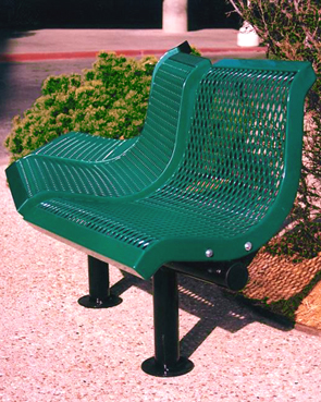 Model U3WBCV-S | Thermoplastic Coated Downtown Style Convex Benches (Green/Black)