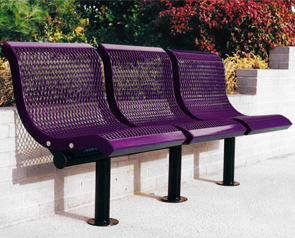 Model U3WBS-S | Thermoplastic Coated Downtown Style Straight Benches (Purple/Black)