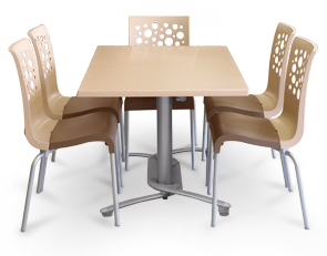 Tempo Stacking Chairs and Table Set (Beige/Taupe)