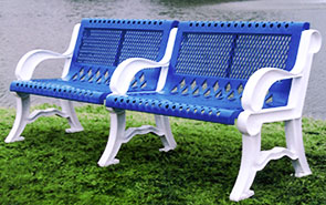 Model V4WB-P | Thermoplastic Coated 4' Villa Style Bench with Add-on Section (Mystic/White)