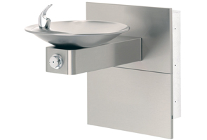 Haws 1001MS | Wall Mounted ADA Drinking Fountain with Satin Stainless Steel Bowl on Square Arm and ADA Access Panels