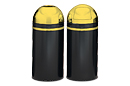 Monarch Series Black with Brass Trim Dome Top Trash Cans